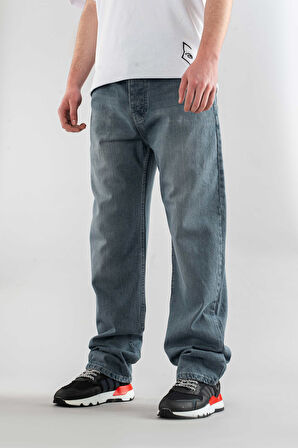 Erkek Taş Baggy Fit Geniş Kalıp Normal Bel Geniş Paça Jean Bol Pantolon