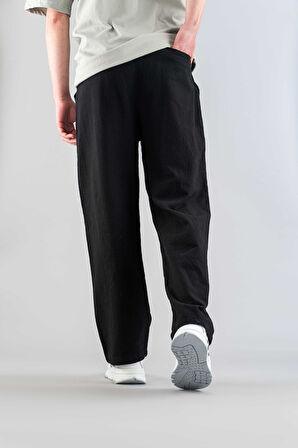 Erkek Pantolon Beli Lastikli Keten rahat Esnek Likralı Basic Pamuklu Jogger