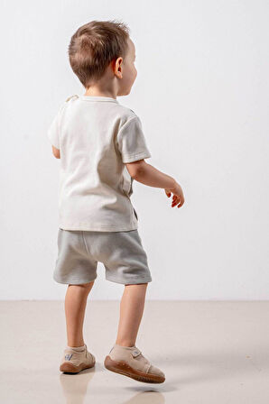 Bebek Çocuk Natural Pamuklu 2'li Şortlu Takım Alt Üst Takım