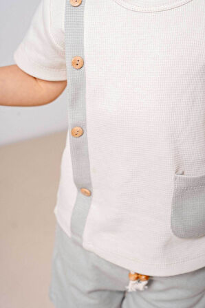 Bebek Çocuk Natural Pamuklu 2'li Şortlu Takım Alt Üst Takım