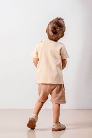 Bebek Çocuk Natural Pamuklu 2'li Şortlu Takım Alt Üst Takım