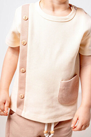 Bebek Çocuk Natural Pamuklu 2'li Şortlu Takım Alt Üst Takım