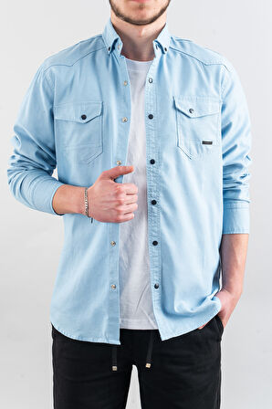 Slim Fit Dar Kalıp Erkek Kot Gömlek