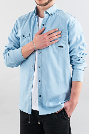 Slim Fit Dar Kalıp Erkek Kot Gömlek