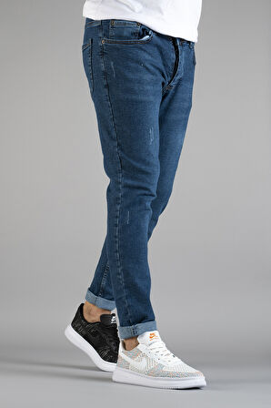 Erkek Slim Fit Dar Kesim Tırnaklı Kot Pantolon