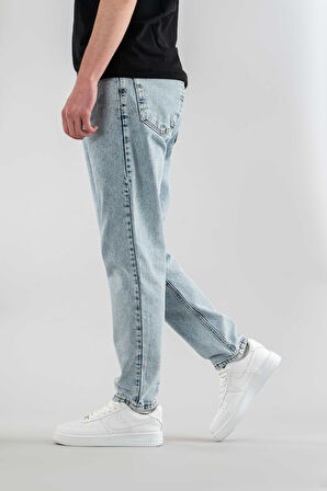 Erkek Rahat Likralı Denim Kot Pantolon Düğme Kapama