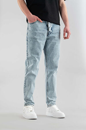 Erkek Rahat Likralı Denim Kot Pantolon Düğme Kapama