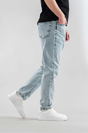 Erkek Rahat Likralı Denim Kot Pantolon Düğme Kapama