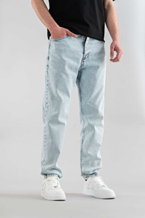Erkek Rahat Likralı Denim Kot Pantolon Düğme Kapama