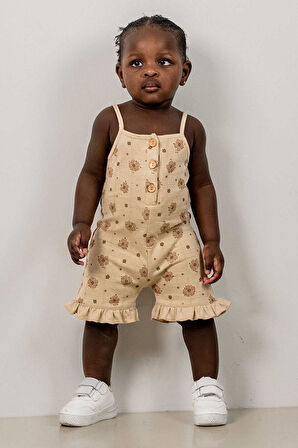 Bebek Çocuk Pamuklu İp Askılı Rahat Tulum Salopet Trend Moda Alt Üst Takım Tulum