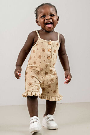 Bebek Çocuk Pamuklu İp Askılı Rahat Tulum Salopet Trend Moda Alt Üst Takım Tulum