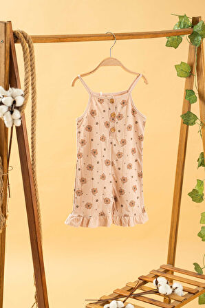 Bebek Çocuk Pamuklu İp Askılı Rahat Tulum Salopet Trend Moda Alt Üst Takım Tulum