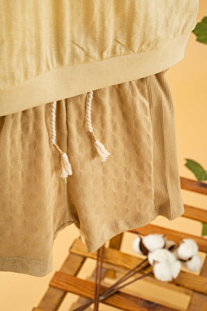 Bebek Çocuk Pamuklu Kısa Kollu Şortlu 2'li Takım Trend Moda Alt Üst Takım