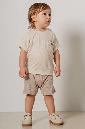 Bebek Çocuk Pamuklu Kısa Kollu Şortlu 2'li Takım Trend Moda Alt Üst Takım