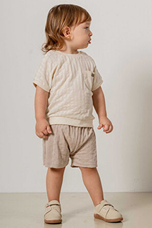 Bebek Çocuk Pamuklu Kısa Kollu Şortlu 2'li Takım Trend Moda Alt Üst Takım