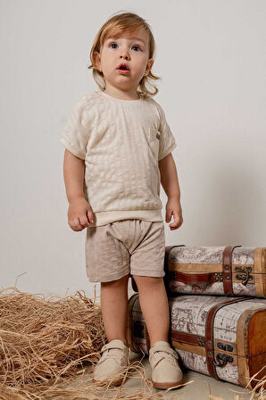 Bebek Çocuk Pamuklu Kısa Kollu Şortlu 2'li Takım Trend Moda Alt Üst Takım