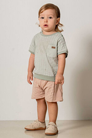 Bebek Çocuk Pamuklu Kısa Kollu Şortlu 2'li Takım Trend Moda Alt Üst Takım