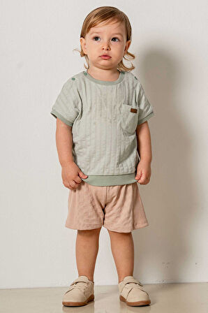 Bebek Çocuk Pamuklu Kısa Kollu Şortlu 2'li Takım Trend Moda Alt Üst Takım