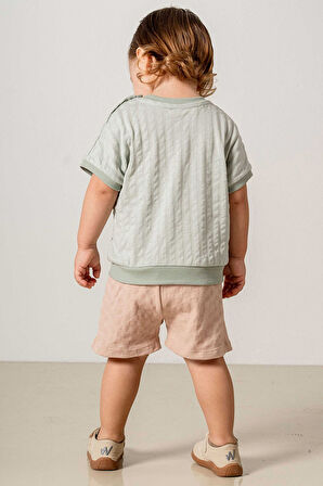 Bebek Çocuk Pamuklu Kısa Kollu Şortlu 2'li Takım Trend Moda Alt Üst Takım