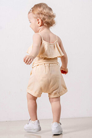 Bebek Çocuk Pamuklu İp Askılı Rahat Tulum Salopet Trend Moda Alt Üst Takım Tulum