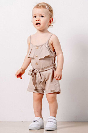 Bebek Çocuk Pamuklu İp Askılı Rahat Tulum Salopet Trend Moda Alt Üst Takım Tulum