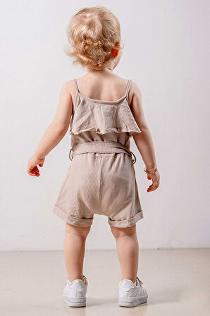 Bebek Çocuk Pamuklu İp Askılı Rahat Tulum Salopet Trend Moda Alt Üst Takım Tulum