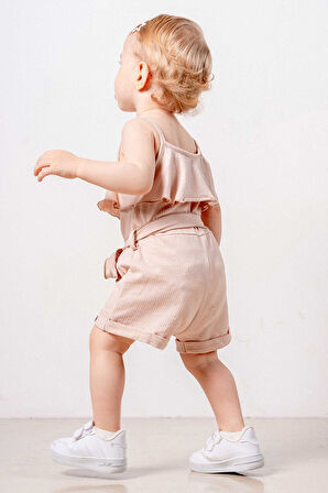 Bebek Çocuk Pamuklu İp Askılı Rahat Tulum Salopet Trend Moda Alt Üst Takım Tulum