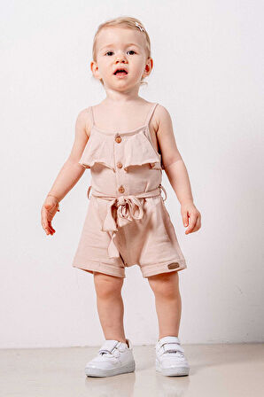 Bebek Çocuk Pamuklu İp Askılı Rahat Tulum Salopet Trend Moda Alt Üst Takım Tulum