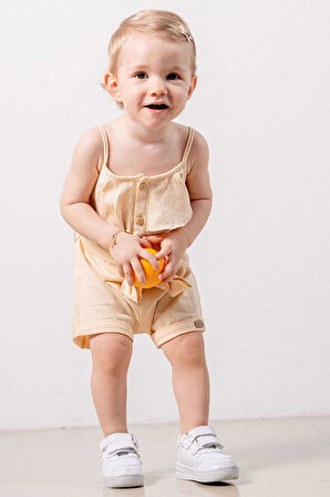 Bebek Çocuk Pamuklu İp Askılı Rahat Tulum Salopet Trend Moda Alt Üst Takım Tulum