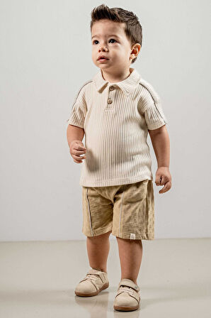 Bebek Çocuk Pamuklu Şortlu 2'li Takım Trend Moda Alt Üst Takım