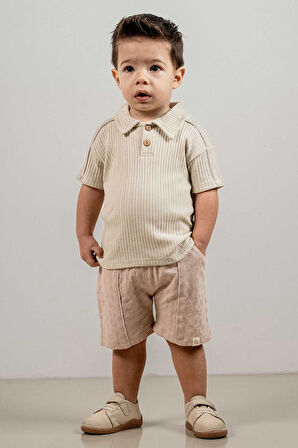 Bebek Çocuk Pamuklu Şortlu 2'li Takım Trend Moda Alt Üst Takım