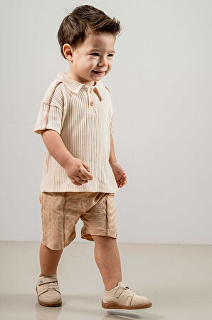 Bebek Çocuk Pamuklu Şortlu 2'li Takım Trend Moda Alt Üst Takım