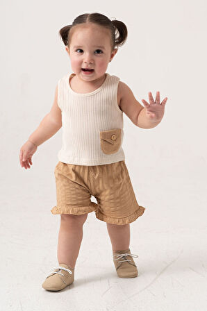 Bebek Çocuk Pamuklu Şortlu 2'li Takım Trend Moda Alt Üst Takım