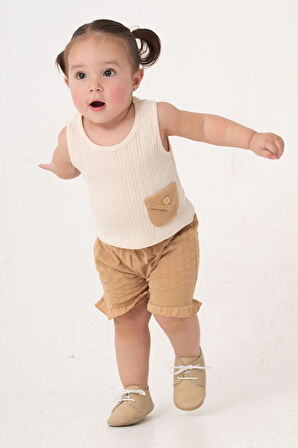 Bebek Çocuk Pamuklu Şortlu 2'li Takım Trend Moda Alt Üst Takım