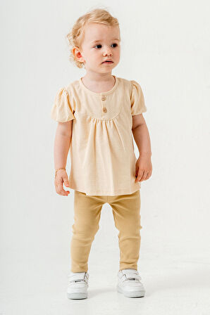 Bebek Çocuk Pamuklu Taytlı 2'li Takım Trend Moda Alt Üst Takım