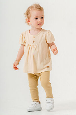 Bebek Çocuk Pamuklu Taytlı 2'li Takım Trend Moda Alt Üst Takım