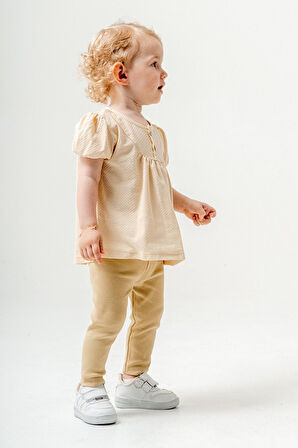 Bebek Çocuk Pamuklu Taytlı 2'li Takım Trend Moda Alt Üst Takım