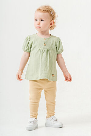 Bebek Çocuk Pamuklu Taytlı 2'li Takım Trend Moda Alt Üst Takım