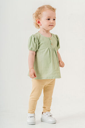 Bebek Çocuk Pamuklu Taytlı 2'li Takım Trend Moda Alt Üst Takım