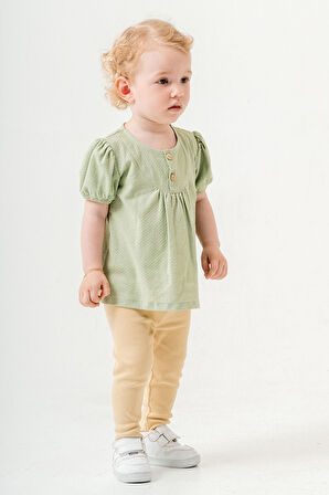 Bebek Çocuk Pamuklu Taytlı 2'li Takım Trend Moda Alt Üst Takım