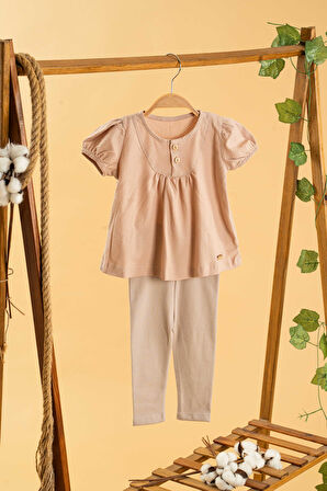 Bebek Çocuk Pamuklu Taytlı 2'li Takım Trend Moda Alt Üst Takım