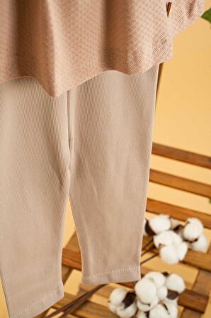 Bebek Çocuk Pamuklu Taytlı 2'li Takım Trend Moda Alt Üst Takım