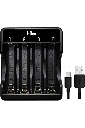 I-gen G411 Pro Series 4x Usb Pil Şarj Cihazı 4 Adet 1100 Aaa Kalem Pilli Set 4 Adet 1100 Aaa Şarj Aleti