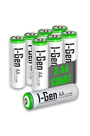 I-Gen G827 8'li Pil Şarj Aleti + 8 Adet AA 2700 mAh Şarj Edilebilir AA Şarjlı Kalem Pilli Set 1.2V Ni-MH