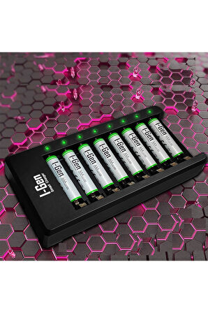 I-Gen G890 8'li Pil Şarj Aleti + 8 Adet AAA 900 mAh Şarj Edilebilir AAA İnce Şarjlı Kalem Pilli Set 1.2V Ni-MH