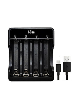 I-Gen G427 4 x USB Pil Şarj Cihazı + 4 Adet 2700 AA Kalem Pilli Set, 4 adet 2700 AA Pil + 4'lü Şarj Aleti