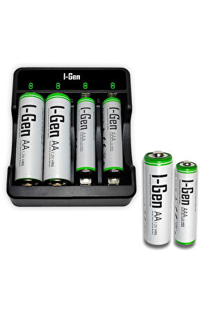 I-Gen G479 4'lü Pil Şarj Aleti + 4'lü Pil ( 2 x Aa 2700 Mah Kalem Pil + 2 x AAA 900 Mah Ince Kalem Pil )