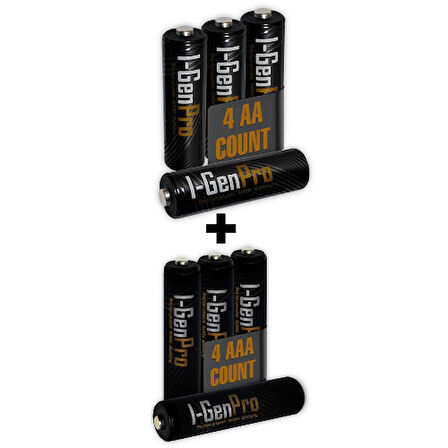I-Gen P177 8'li Paket Pro Şarjlı Pil 4 Adet AA Pro 2950 mAh Şarjlı Kalem Pil + 4 Adet AAA Pro 1100 mAh Şarjlı İnce Kalem Pil 1.2V NI-MH