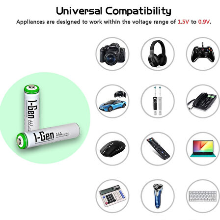 I-Gen B181 8'li Paket Şarjlı Pil 4 Adet AA 2700 mAh Şarjlı Kalem Pil + 4 Adet AAA 900 mAh Şarjlı İnce Kalem Pil 1.2V NI-MH