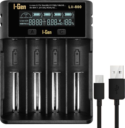 I-Gen G433 4'lü 18650 Li-Ion Akıllı Pil Şarj Aleti + 4 Adet 18650 3200MAH 10A 3.7V 11.84 Wh Li-Ion Pil Seti